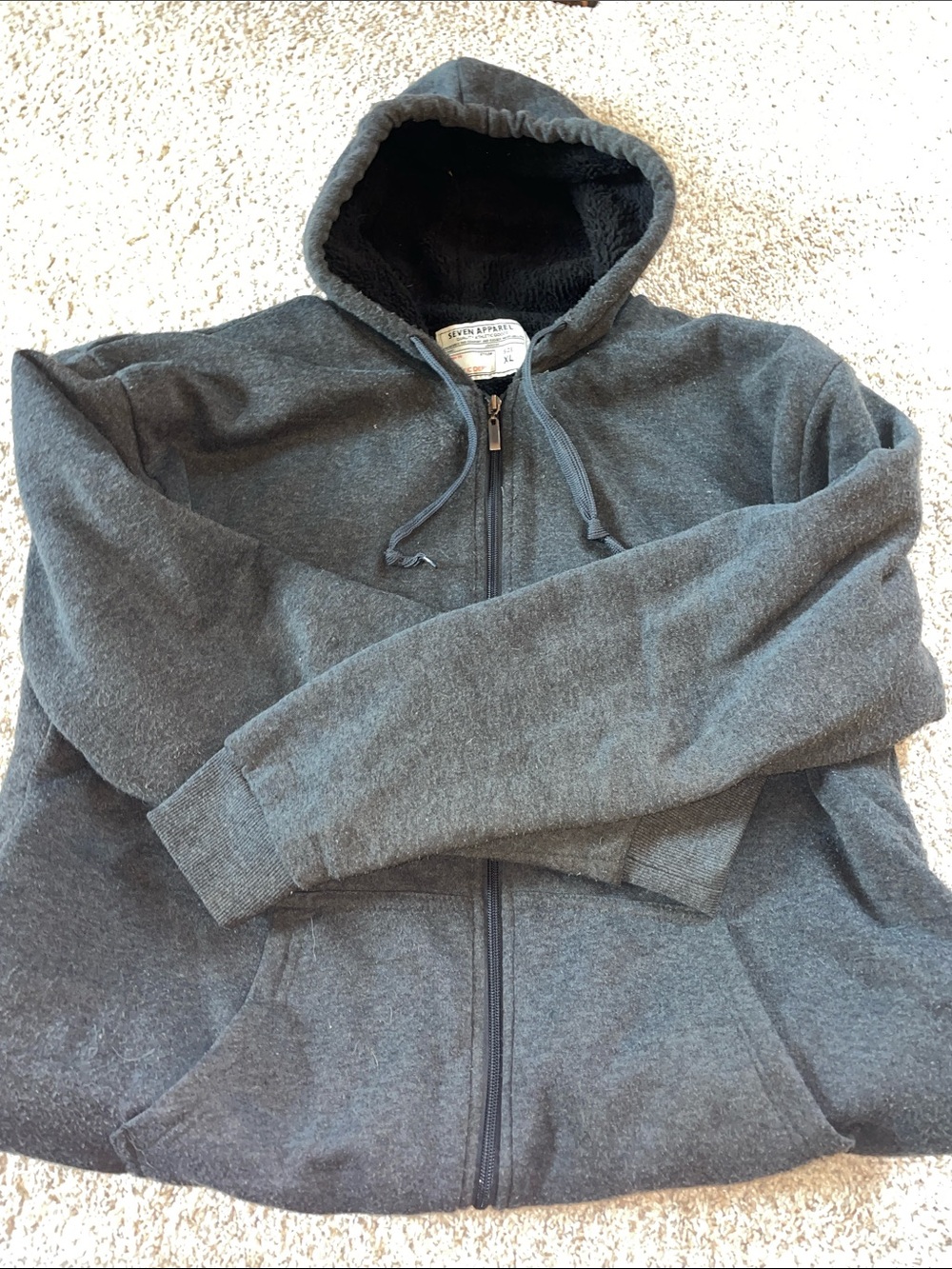Men's Dark Charcoal Full-Zip Hooded Sweatshirt